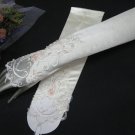 14"handmade satin ivory fingerless bridal glove,french lace pearl wedding gloves 38i
