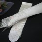 14"handmade satin ivory fingerless bridal glove,french lace pearl wedding gloves 38i