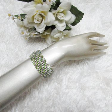 Sparkling Stretch Rhinestone Prom Wedding Pageant Bridal Bracelet rhodium cone woman accessories cb8