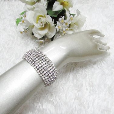 Sparkling Stretch Rhinestone Prom Wedding Pageant Bridal Bracelet Cone woman accessories cb12