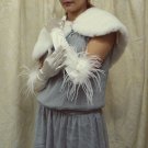 15" bride bridesmaid elbow glove satin rhinestone ivory ostrich wedding gloves 5i