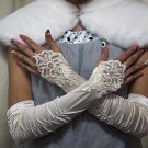 12" bride bridesmaid elbow glove satin ivory pearl french lace wedding gloves 64i