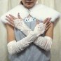 12" bride bridesmaid elbow glove satin ivory pearl french lace wedding gloves 64i