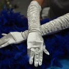 15" bride bridesmaid ivory elbow glove,satn pleat wedding gloves 22i