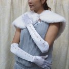 15" bride bridesmaid white elbow gloves ,pattern wedding gloves 82w