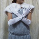 19" bride bridesmaid white long gloves ,graphic pattern wedding gloves 82w