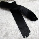 19" bride bridesmaid black long gloves ,satin plain wedding gloves 7bk