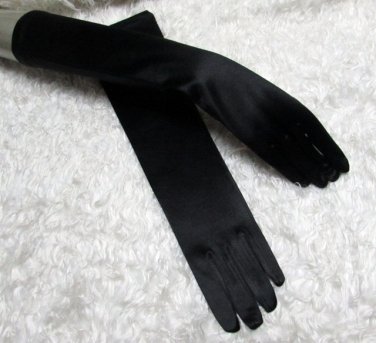 22" bride bridesmaid black long gloves ,satin plain wedding gloves 7bk