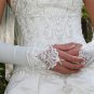 12" bride bridesmaid elbow glove satinwhite pearl french lace wedding gloves 64W
