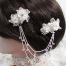 Bride, bridesmaid Wedding Alloy Hair Comb,Porcelain Organza Floral Crystal Rhinestones Clip #1578