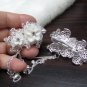 Bride, bridesmaid Wedding Alloy Hair Comb,Porcelain Organza Floral Crystal Rhinestones Clip #1578