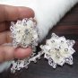 Bride, bridesmaid Wedding Alloy Silver Hair Comb,Organza Floral Crystal Rhinestones Clip #1579