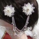 Bridal Tiara ,bridesmaid Wedding Silver Comb,Organza Porcelain Crystal Rhinestones Bride Clip #1585