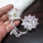 Bridal Tiara ,bridesmaid Wedding Silver Comb,Organza Porcelain Crystal Rhinestones Bride Clip #1585