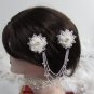 Bridal Tiara ,bridesmaid Wedding Silver Comb,Organza Porcelain Crystal Rhinestones Bride Clip #1585