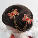 Bridal Tiara ,bridesmaid Golden Wedding Comb,Butterfly Crystal Rhinestones Bride Clip #1375r