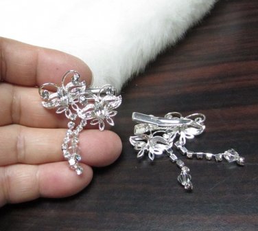 Bridal Tiara ,bridesmaid Wedding Silver Comb,Butterfly Comb,Rhinestones Pair Of Bride Clip #1767