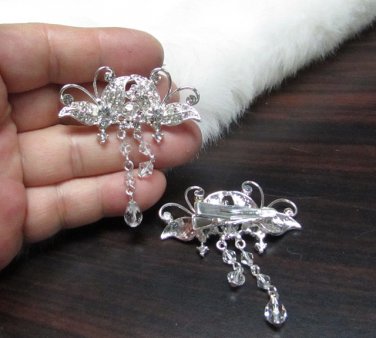 Bridal Tiara ,bridesmaid Wedding Silver Comb,Butterfly Comb,Rhinestones Pair Of Bride Clip #1772