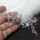 Bridal Tiara ,bridesmaid Wedding Silver Comb,Butterfly Comb,Rhinestones Pair Of Bride Clip #1774