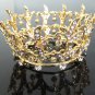 Bridal Tiara Wedding Rhinestone Golden Alloy Bridal Small Crown Headpiece,Bride Tiara 122g