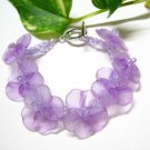 handmade fishing cord fancy floral purple acrylic plastic bead open end bracelet #1314