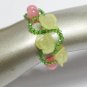 handmade floral multiple pattern seed bead open end bracelet#1318p