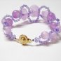 handmade floral purple pattern seed bead open end bracelet#1322pu