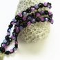 handmade purple pattern 3 strings seed beaded open end bracelet#1301pu