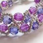 handmade purple pattern 2 strings seed beaded open end bracelet#1303 pu