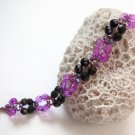 handmade purple pattern Acrylic Plastic beaded open end bracelet#1305 pu