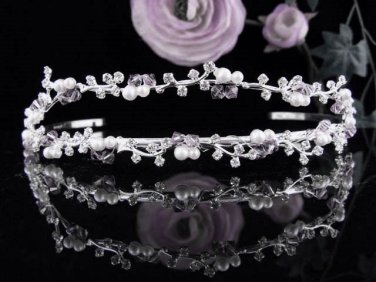Sparkle Wedding Tiara,Elegant Princess Silver Twin Vine Rhinestone Bride Bridal tiara 4054pu