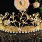 Huge Floral Wedding Tiara,Elegant Princess Golden Rhinestone Bride Headpiece Bridal tiara 4161g
