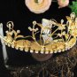 Huge Floral Wedding Tiara,Elegant Princess Golden Rhinestone Bride Headpiece Bridal tiara 4161g