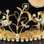 Huge Floral Wedding Tiara,Elegant Princess Golden Rhinestone Bride Headpiece Bridal tiara 4161g
