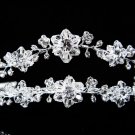 Double vine Silver Crystal Wedding Headpiece ,Floral Bridal Tiara,Comb 594