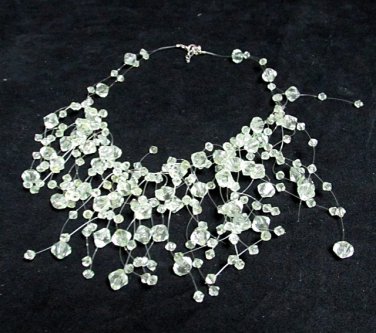 Acrylic Plastic Floating Wave Airy Irregular Multi strand Pattern Crochet Choker Necklace#pn15 gr