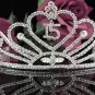 Huge Sweet 15 Crystal Happy Birthday Tiara ;Delicate Silver Sweetheart Crown Regal #55