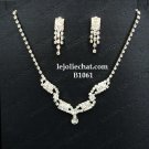 Fashion Jewelry;Silver Bridal Necklace Set;Rhinestone Wedding Slip Earring Necklace Set #1061