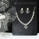 Fashion Jewelry;Silver Bridal Necklace Set;Rhinestone Wedding Slip Earring Necklace Set #1089