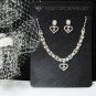 Fashion Jewelry;Silver Bridal Necklace Set;Rhinestone Wedding Slip Earring Necklace Set #1089