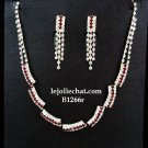 Fashion Jewelry;Silver Bridal Necklace Set;Rhinestone Wedding Clip Earring Necklace #1266r