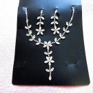 Fashion Jewelry;Silver Bridal Necklace Set;Rhinestone Wedding Clip Earring Necklace #7596