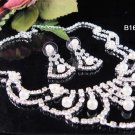 Silver Fashion Pearl Jewelry set; Bridal Necklace Set;Rhinestone Wedding pin Earring Necklace #168