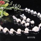 Silver Fashion Pearl Jewelry set; Bridal Necklace Set;Rhinestone Wedding Clip Earring Necklace #1117
