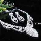 Silver elegance Jewelry set; Bridal Necklace Set;Rhinestone Wedding pin Earring Necklace #1255