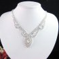 Silver elegance Jewelry set; Bridal Necklace Set;Rhinestone Wedding pin Earring Necklace #1255