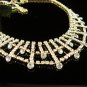 Golden elegance Jewelry set; Bridal Necklace Set;Rhinestone Wedding clip Earring Necklace #3077G