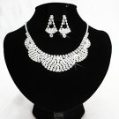 Bridal Necklace Set;Silver elegance Jewelry set;Rhinestone Wedding clip Earring Necklace #1905