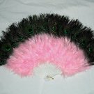 Coque Rooster Handmde Peacock eye & pink marabou feather Fan;Bridal Party Chandelle Fluffy Fan#18p