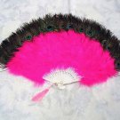 Coque Rooster Handmde Peacock eye & fuchsia marabou feather Fan;Bridal Party Chandelle Fluffy Fan#24